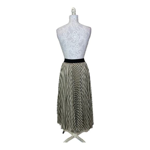 Maje Jungla Striped Lurex Asymmetrical Hem Midi Skirt Women 8 Maje 38 NWT - Picture 7 of 10